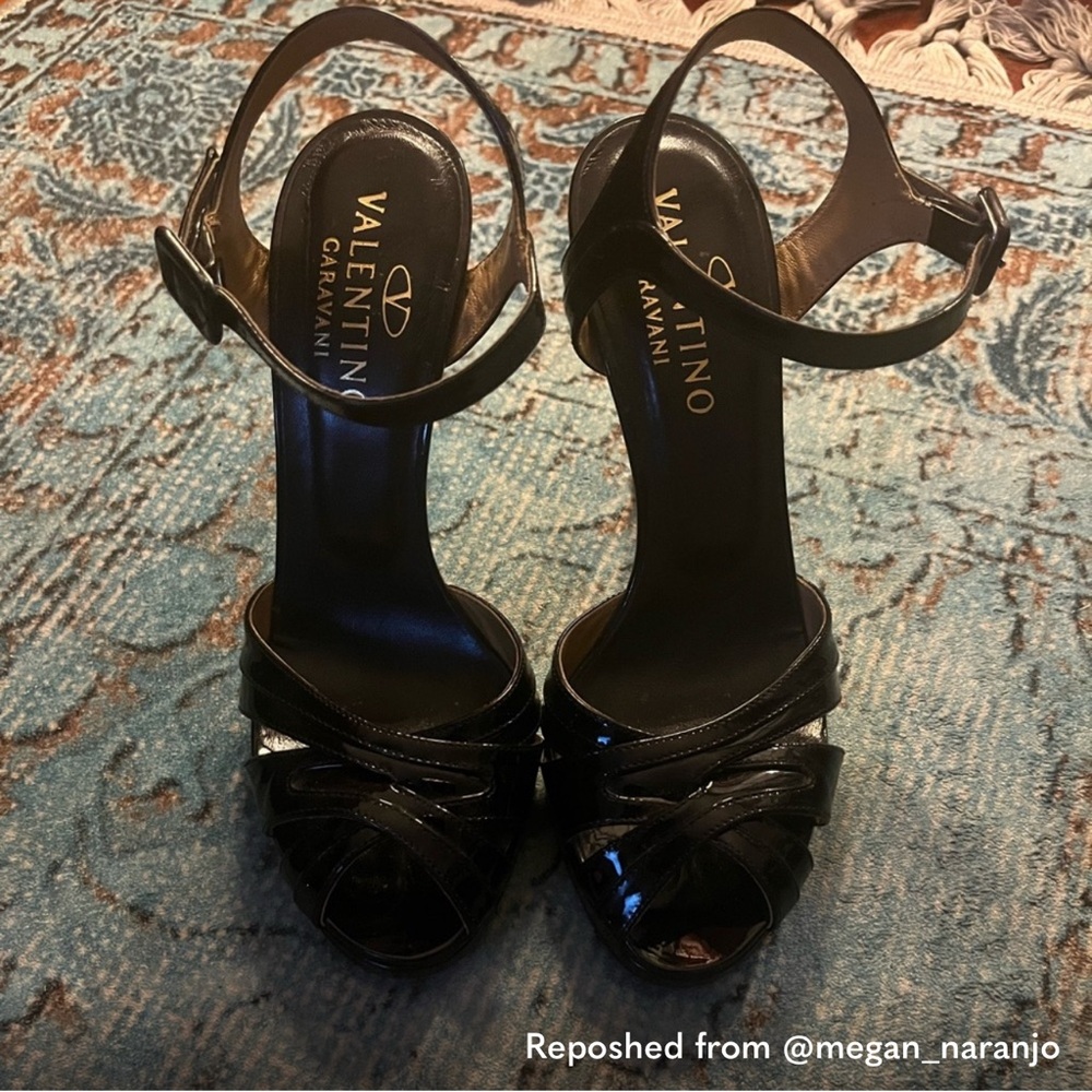 Black Valentino black shoes with glass heels